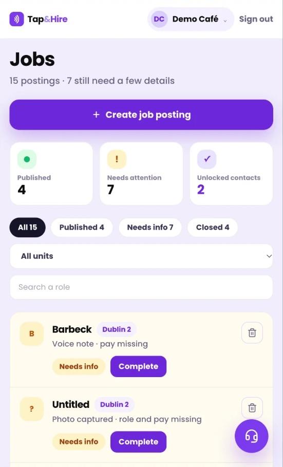 The jobs dashboard